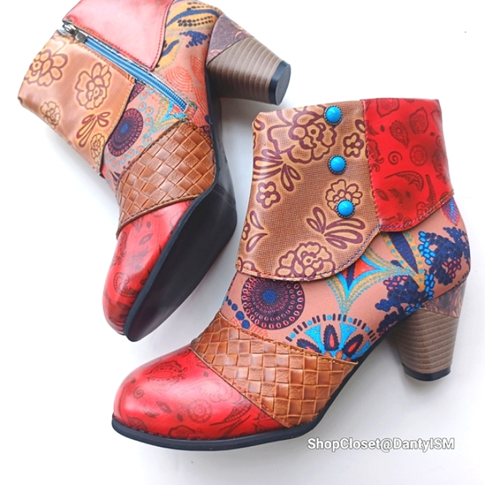 Colorful Women's  Boho Ankle Boots